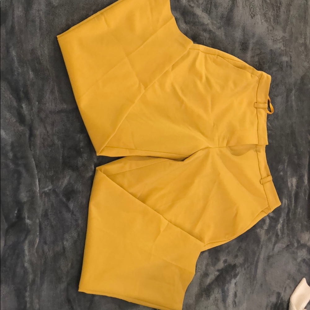 Petite mustard trousers